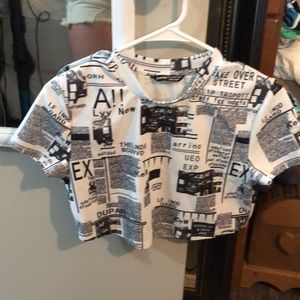 Newspaper pattern crop top